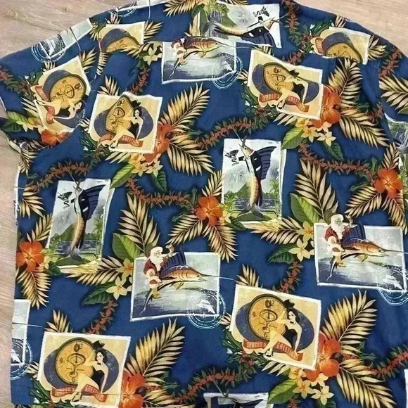 4XB Tommy Bahama sports jungle shade Silk Shirt season greetings button down - Picture 7 of 9